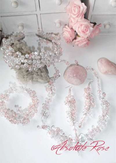 Дизайнерски кристален комплект- диадема и бижута Rose Elegance- 4 части